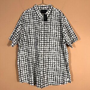 Sean John Mens Linen Blend Plaid Short Sleeve Shirt NWT